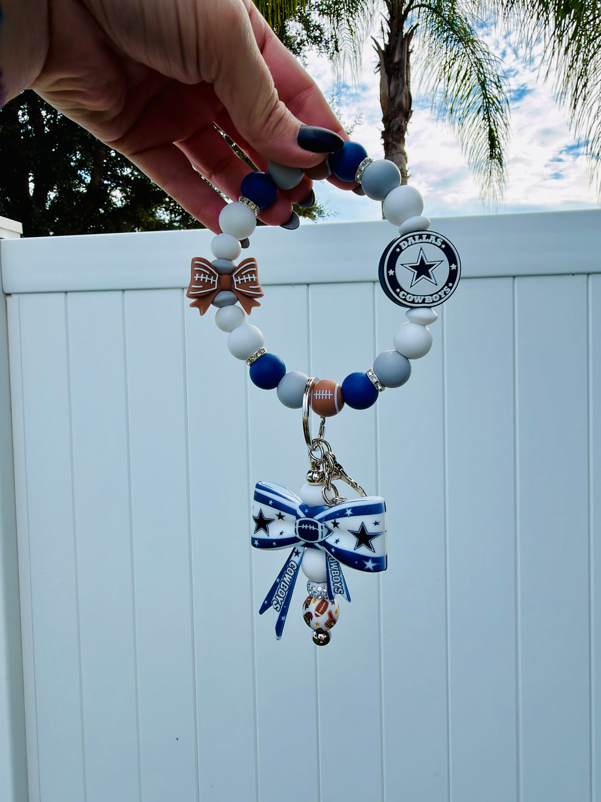 Cowboys Beaded Wristlet Keychain