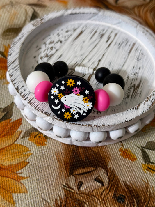 Tumbler Handle Charm - Floral Ghost