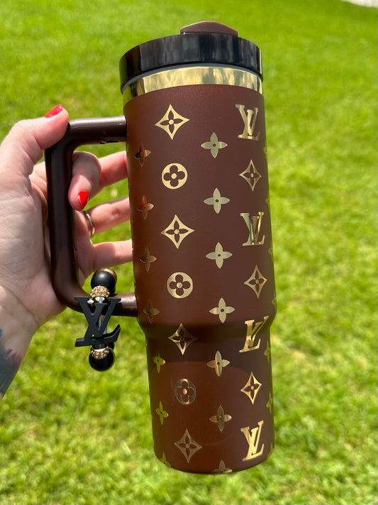 30 oz Chocolate/Gold Engraved Tumbler