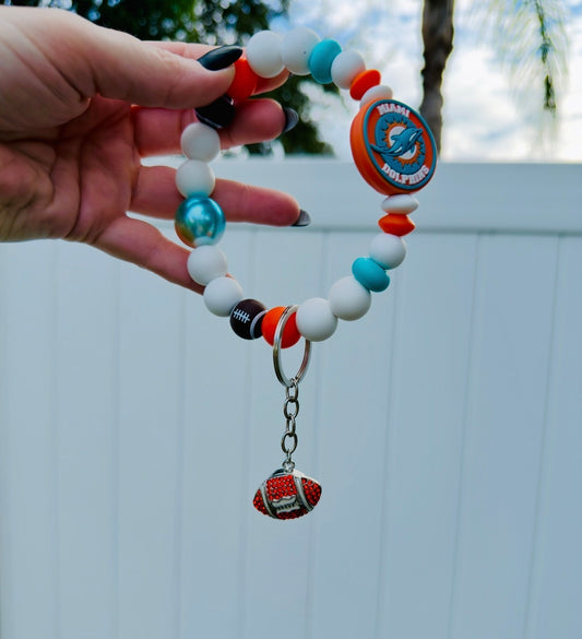 Dolphins Beaded Wristlet Keychain