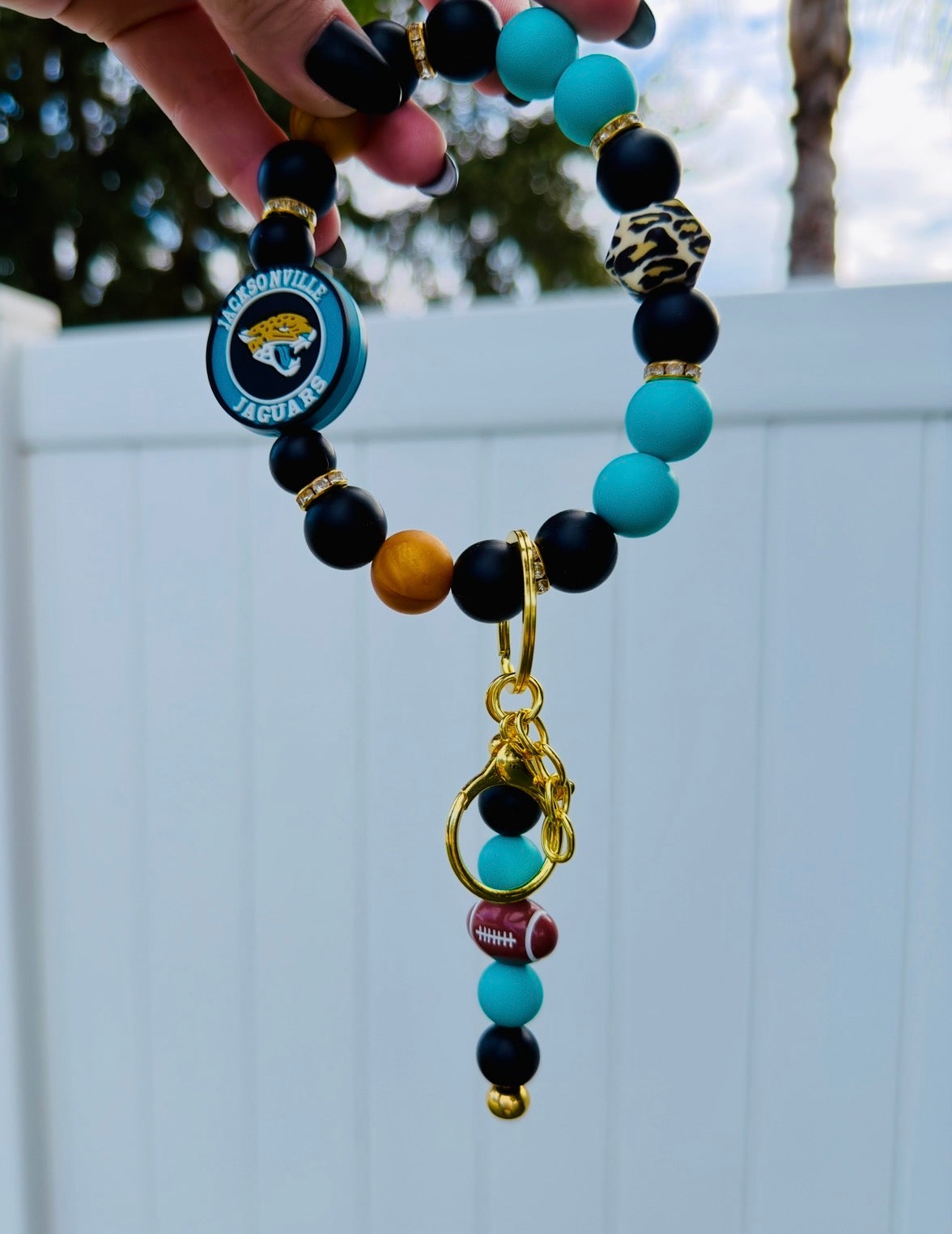 Jaguar Beaded Wristlet Keychain