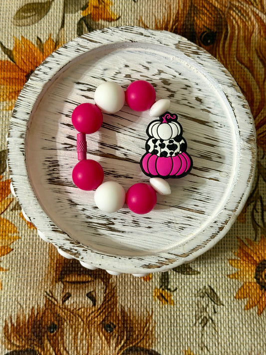 Tumbler Handle Charm - Stacked Pumpkins (Pink)