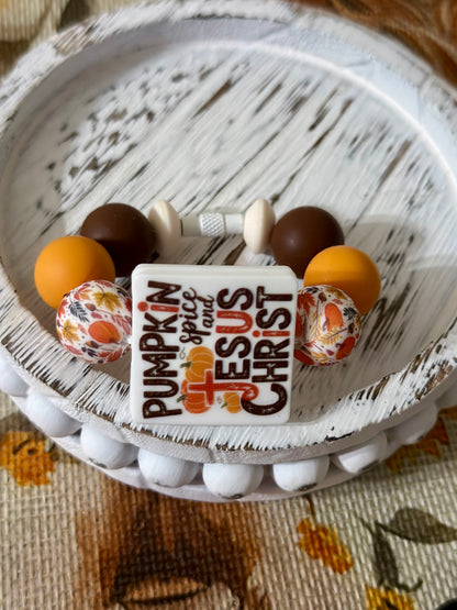 Tumbler Handle Charm - Pumpkin / Jesus