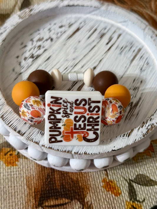 Tumbler Handle Charm - Pumpkin / Jesus