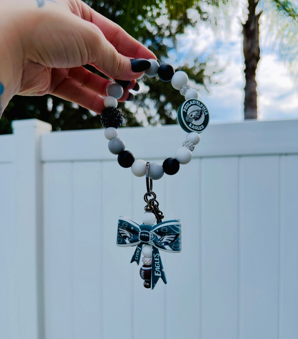 Eagles Beaded Wristlet Keychain