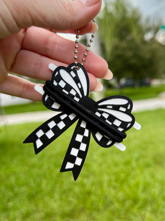 Checkered Bow Hair Tie Holder
