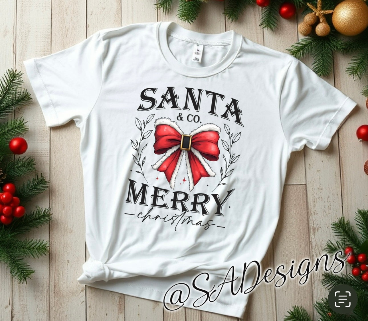 Merry and Co. Santa bow Tee